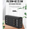 Sovo X19 30000 Mah Power Bank 22.5w Fast Charging 3 Built-in Cable's With Bigger Flashlight Dual Input Micro Type C power bank (Original). 