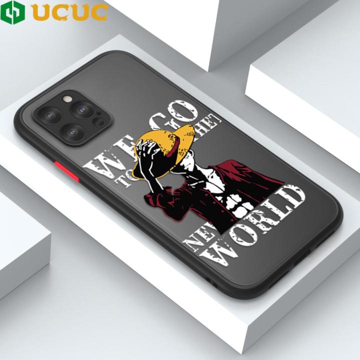 UCUC for iPhone 12 Pro Back Cover Anime Luffy Frosted Transparent Hard Phone Case Thin Shockproof Full Cover Camera Protect Case