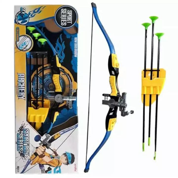 Big Size 27 Inches Archery Bow and Arrow Set for Kids Boys & Girls - Quiver, 3 Arrows, Strong String Thread & Laser Targeting