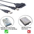 Dual USB 2.0 to 2.5" SATA Hard Disk Drive Adapter - SATA to USB 2.0 Converter (Only Works with 2.5-inch Laptop HDD/SSD). 