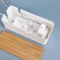 Cable Management Box with Bamboo Lid Small Cable Organizer Box for Extension Cord Stripe Surge Protector. 