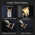 T9 Metal Golden Trimer - Vintage T9 Rechargable Electric Hair Clipper Cutting Machine - Professional Hair Barber Trimmer For Men -Cordless Usb Recharging - Hair Grooming Kit 0mm Gapped Clippers 4 Combs - Golden Color - Metal Body. 