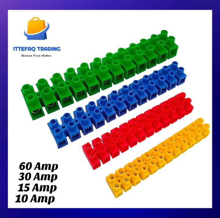 Wire Connector Cable Connector Connector Strip Brass Terminal Heavy Duty Plastic Body 12 Way Wire Joint  10Amp, 15Amp, 30Amp, 60Amp