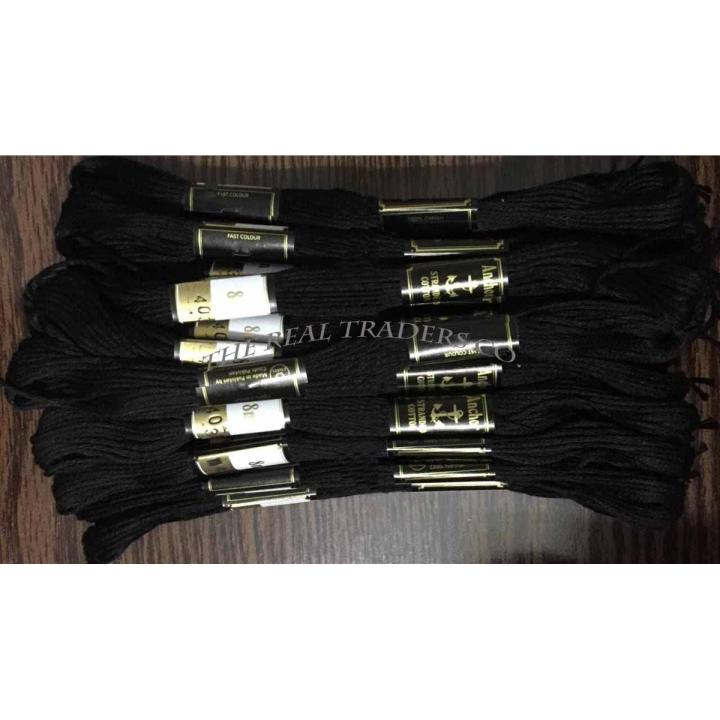 24 x Black Anchor Cotton Skeins Embroidery Strong Floss Thread Each 8 M
