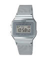 Casio General Vintage Silver Resin Digital Square Silver Mesh Stainless Steel Bracelet Watch-A700WM-7ADF. 