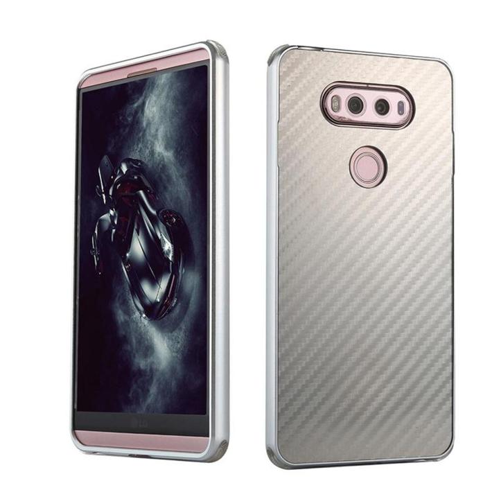 For LG G6 Aluminum Frame Carbon Fiber Back Cover Shockproof Shell Capa Mobile Accessories Phone Casing Metal Case