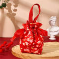 Small Candy Bag Elegant String Printed Drawstring Pouch Reusable Gift Bag for Wedding Party Favors Events Guests. 