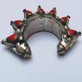 Tribal fashion spike bracelet with Red gym stones for women. 