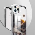 Hontinga for Samsung Galaxy S21 FE 5G Back Cover Sunrise Mountain Crystal Case Camera Protection Transparent TPU Soft Phone Cases. 