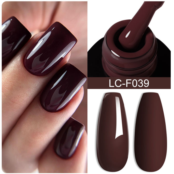 LILYCUTE Dark Brown Gel Nail Polish Autumn Winter Chocolate Red Caramel Color Series For Manicure Nails Art Gel Varnish