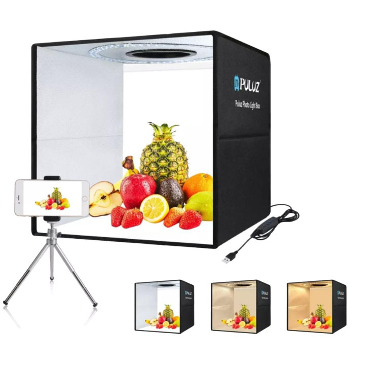 PULUZ%20Photo%20Studio%20Product%20Photography%20Box%20White%20&%20Warm%20Light%20Box%20Lighting%20Studio%20Shooting%20Tent%20Box%20Kit%20with%2012%20Colors%20Backdrops%2040cm%20x%2040cm%20x%2040cm%20(40cm/15.7"Inches)%20-%20Image%202