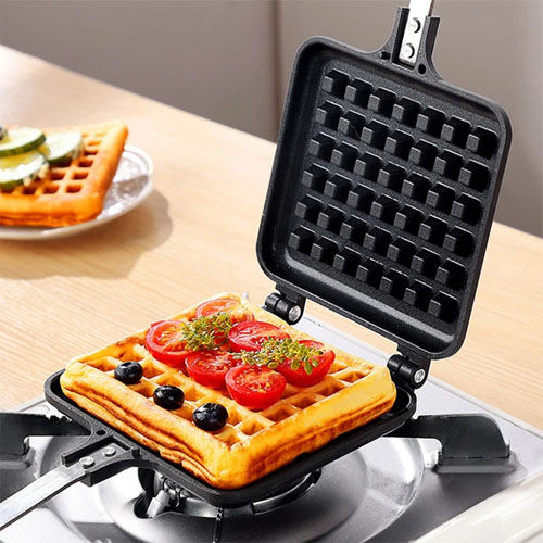 Waffle Maker Machine With Comfortable Handle For Kitchen Gas Stove Non Stick Waffle Maker Pan Press Plate Cooking Baking Tool in pakistan