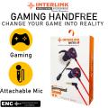 Interlink Gaming Handsfree with Attachable Mic + Free Gaming Sleeves | Immerse Yourself in Ultimate Sound and Style. 