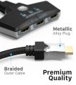 Fosmon 3-Port HDMI Switcher, HDR, HDMI 2.0, HDCP 2.2, 4K@60HZ 1080p Wall Mountable HDMI Switcher [Metallic Alloy Plug  Nylon Braided Pigtail Cable] Compatible with  TV 4K, HDTV. 