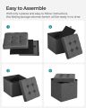 Fabric Linen Storage Ottoman, Padded Foldable Bench, Chest with Lid, 40L Capacity,Fabric Storage Box & Sofa with Cloth Organizer Cubes Organizer with  Holds up to 300 Kg For Bedroom, Hallway, Living Room, Dark Grey. 