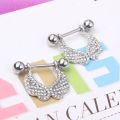 1pc Titanium Nipple Ring Women U Shape Crystal Wing Silver Color Stainless Steel Barbell Piercing Breast Cover Body Jewelry. 
