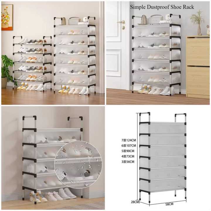 Plastic Dustproof Shoe Rack Cabinet – 4 to 7 Layer DIY Shoe Organizer ...