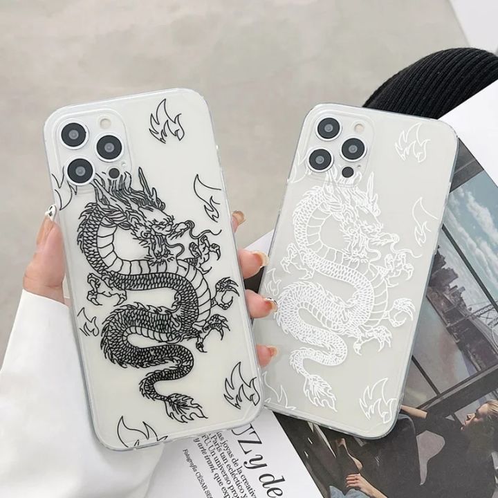 Chinese Dragon Phone Case For iPhone 15 14 13 12 11 Pro Max X XR XS 7 8 Plus Mini SE Clear Soft Mobile Case
