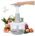THE FASHION FRONT Hand chopper Manual Food Chopper, 2000ML/1.5 Liter Speedy Chopper with 3 Curved Stainless Steel Blades, Handheld Vegetable Chopper/Mincer/Mixer/Blender to Chop Fruits Onions/Nuts/Ginger/Herbs/Garlics/Meet. 