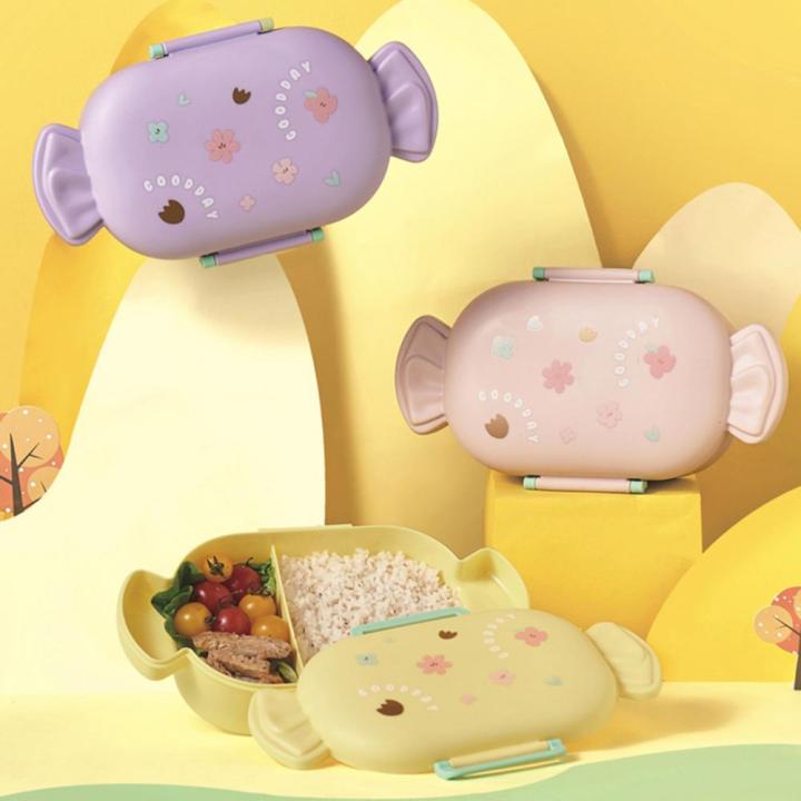 2 Grid Lunch Box Cartoon Food Grade Lunch Container Pack Rice Food Container Candy Shaped Design