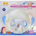 Best Quality Imported Cute Duck Childrens Tableware 5 in 1 Feeding Series BPA Free Training Set - Baby 3 Partition Plate Tray Spoon and Fork Feeder Training Drinking Cup 180ml 6oz Multipurpose Caps with Mugs - Best Gift for Babies. 