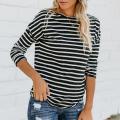 Women Stripe  Print  O-Neck Casual Top T Shirt Ladies  Long Sleeve Blouse FR289. 