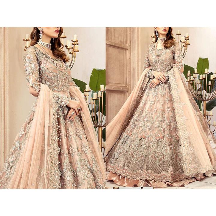 Luxurious 3D Handwork Heavy Embroidered Net Bridal Maxi Dress For Women For Girls Daraz.pk