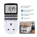 Uk Plug Digital Timer Plug Socket, Electrical Programmable Plug In Timer Switch For Light, B And More, With Large Lcd Display And Anti-Theft Random Mode, 13A/2900W Max. 