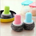 【FUN LIVE】 3 Pcs Stainless Steel Sponges With Detachable Handle Scrubbing Scouring Pad Steel Wool Scrubber For Kitchens Pot Pan Plate. 