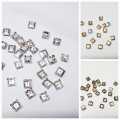 24 Pcs , Square Crystal  Beads, Crafts DIY in Silver/Gold/Smoke 6mm. 