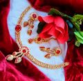 Ayzal collection Jewellery Set with Necklace, Earings and Bindia/ Teeka for Girls, Women and Ladies Pearl & Zircon Studded, Jewellery for girls, women, ladies 003.. 