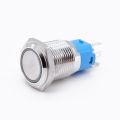 16mm Metal Push Button Switch Ring LED Light 12V Momentary Latching Type Start Stop Power Button NO NC Red Blue 24V 36V 48V 110V 220V Self-lock Self-reset. 