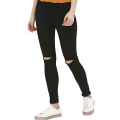 BLACK KNEE RIPPED JEANS FOR HER. 