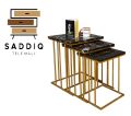 nesting table side table for living room  wooden marble texture powder coated paint Modern Luxury Living Room Table. 