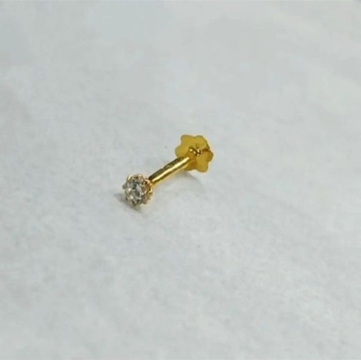 Get the Pure 22 Karat Gold Nose Pin/Kokka/Koka/Nose Ring/Nathli/Nathni with 1 Stone for Ladies/Womens/Girls