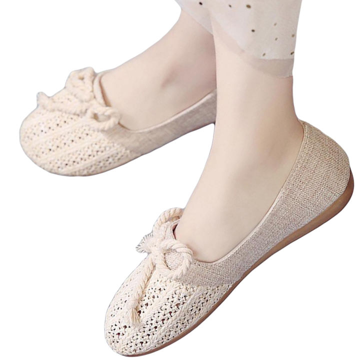 Women's Ladies Fashion Knit Cane Hollow Out Flat Loafers Casual Shoes