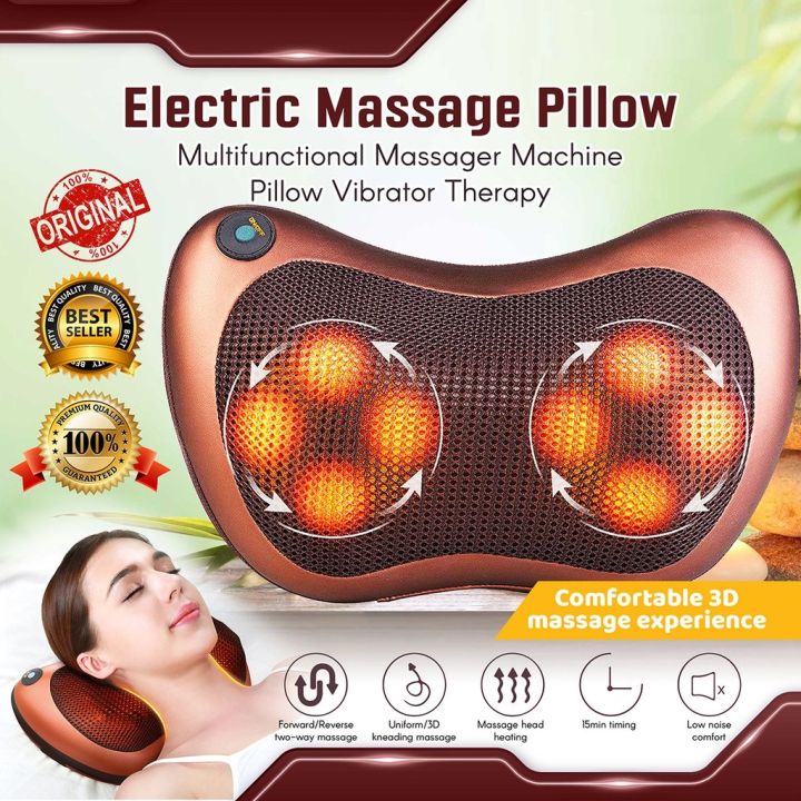 Head Neck Body Massage Pillow Heating Kneading Home Car Dual Use Body Cervical Lumbar Waist Leg Pain Relief Massager Health Care