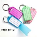 Name Tag Key Chain with label Rectangle Shape Pack of 12 Tag Keyrings or key chains multipurpose. 
