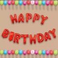 Red - 13 Pcs Happy Birthday Foil Balloons Set - Chain Banner Style For Decoration 16 inch Each Alphabet Letters Solid Foil Shinning Party Decoration. 