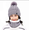 Winter caps for girls Knitted Scarf Hat Set Thick Warm Skullies Beanies Hats for winter cap s for Women Outdoor Cycling Riding Ski Bonnet Caps Tube Scarf Rings. 