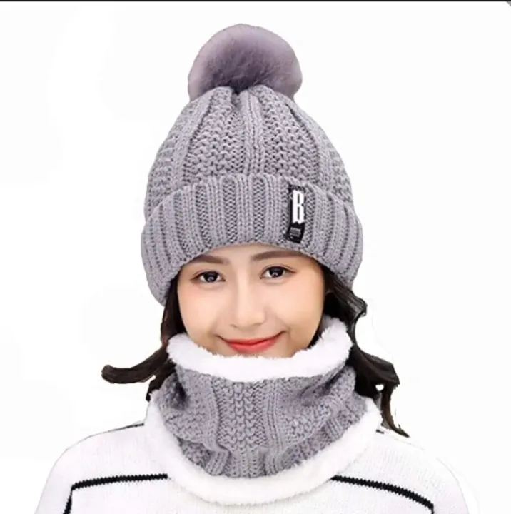Winter%20caps%20for%20girls%20Knitted%20Scarf%20Hat%20Set%20Thick%20Warm%20Skullies%20Beanies%20Hats%20for%20winter%20cap%20s%20for%20Women%20Outdoor%20Cycling%20Riding%20Ski%20Bonnet%20Caps%20Tube%20Scarf%20Rings%20-%20Image%206