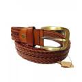 Mustard Leather Braided Belt for Men. 