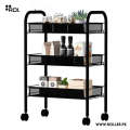 3 Tier Matt Black Metal Rolling Cart by Roller, kitchen trolly Heavy Duty Storage Utility Cart Little Organization Cart with with Handle and Locking Wheels,Multifunctional Storage Shelves for Office Kitchen Bedroom Bathroom, Matt Black ,Made in Pakistan. 