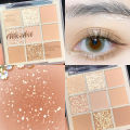 DIKALU Milk Tea Nine Colors Eyeshadow Palette Pearlescent Matte Nine Square Grid Eyeshadow 9 Colors Transparent Acrylic Nude Color. 