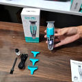 Premium All-in-One Transparent Electric Hair Clipper & Beard Trimmer Set - Rechargeable, Cordless, USB-Powered, Adjustable Stainless Steel Blades for Men - 180 Min Runtime, Ideal Gift Box. 