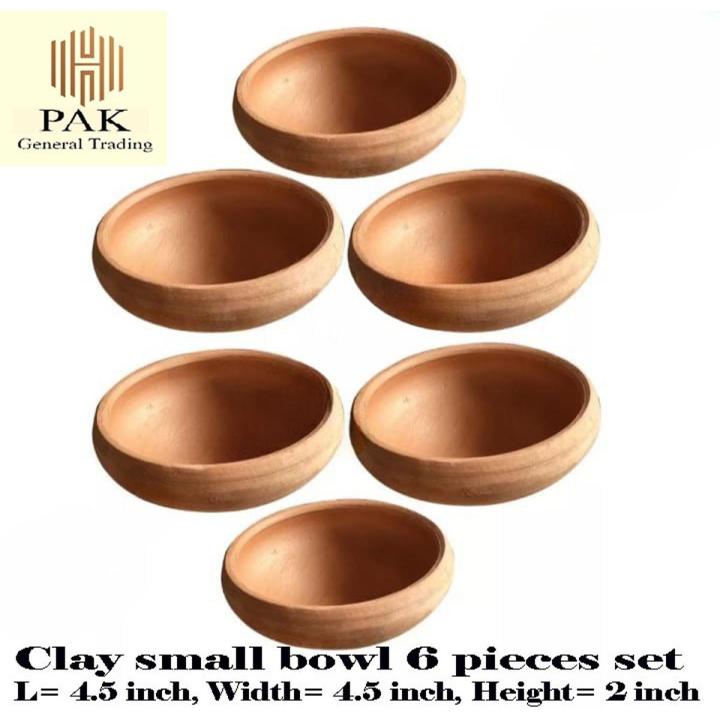 Clay Small Bowl (Piyala) - 6 Bowls set | Natural cool for drinking water | Eating custard, desserts in natual clay | Clay Crockery Pots | Earthen Crockery Pots | Terracotta Crockery Pots