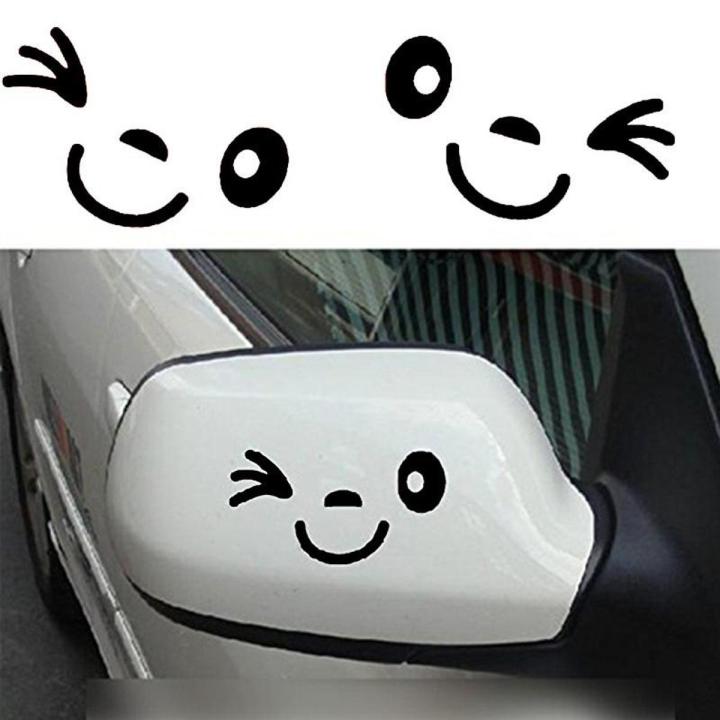 2Pcs Funny Eye Winkling (Black) Car Side Mirror Vinyl Waterproof ...