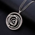 Fashion Czech CZ Drilling Big Round Pendant Maxi Gold Necklace For Women Party Gifts Elegant Long Necklaces Jewelry Accessories. 