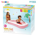 INTEX Pink & Sky Blue Rectangular Baby Pool with Soft Floor With Pump & 10Pcs Balls ( 65.5" L x 39.5" W x 11" H ) 58423 Intex baby pool. 