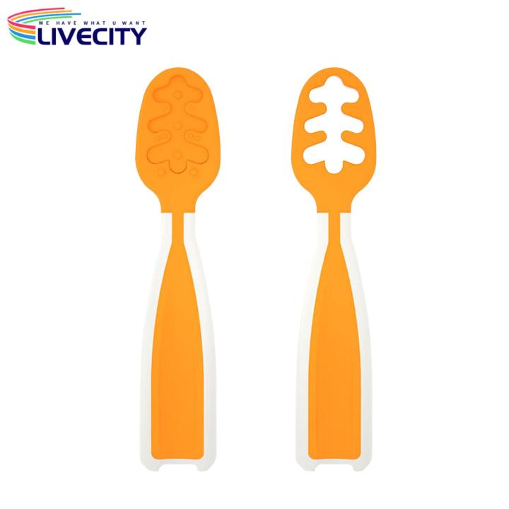 Colorful Baby Spoon Colorful Baby Training Spoons Set for 6 Months Safe Self Feeding Utensils for Blw Toddler Learning Portable Attractive Tableware 2pcs Baby Weaning Spoon
